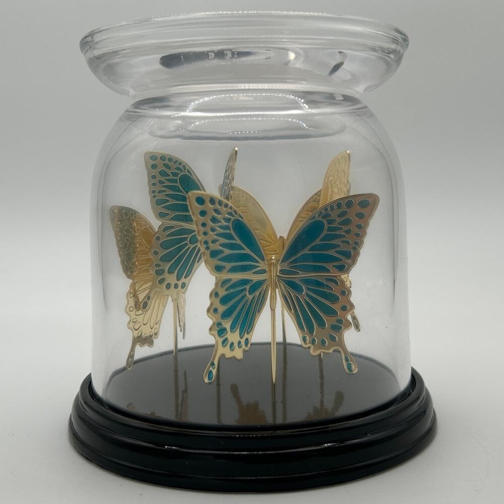 Bath & Body Works 3-Wick Pedestal Glass Candle Holder Butterfly Cloche